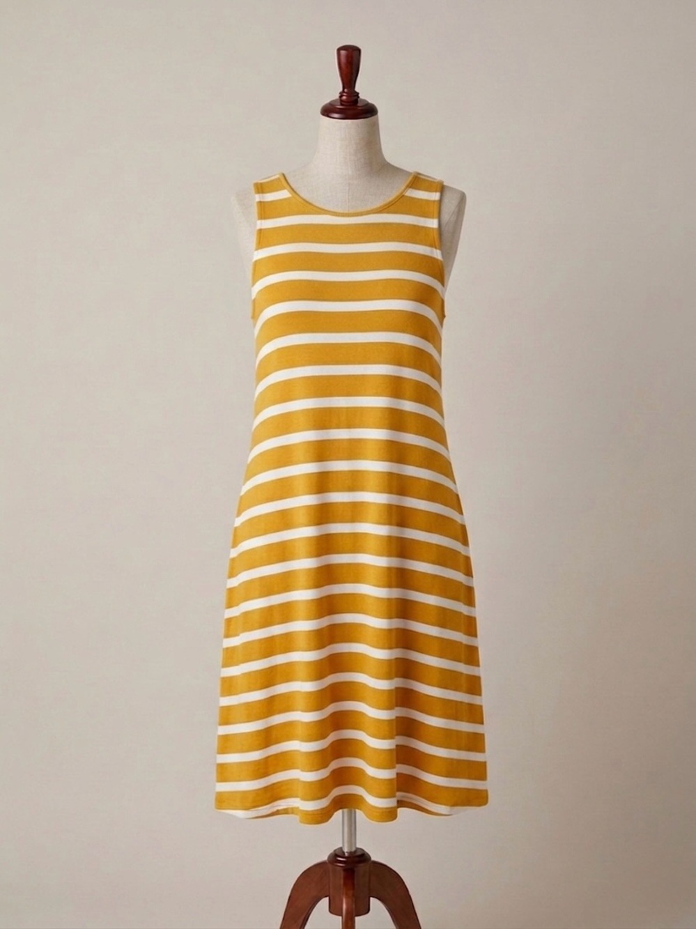 Yellow and White Striped Racerback Dress